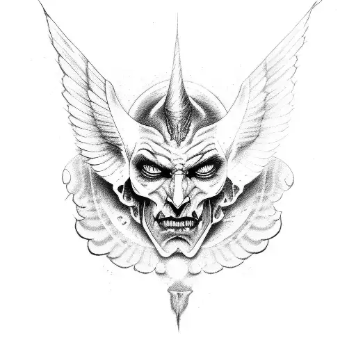 half devil face have angel face tattoo design idea