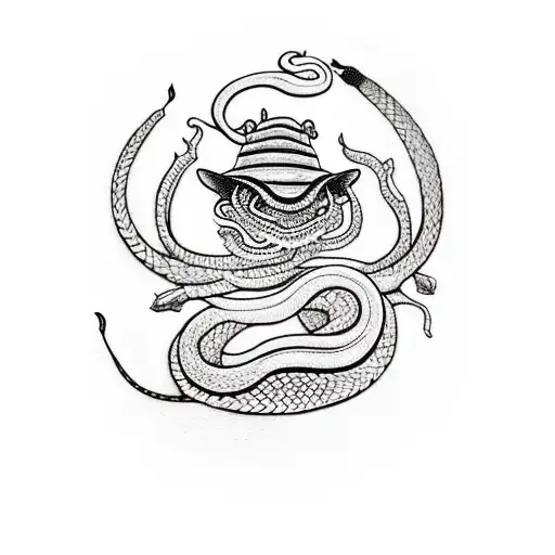 rattlesnake with wizard hat tattoo design idea