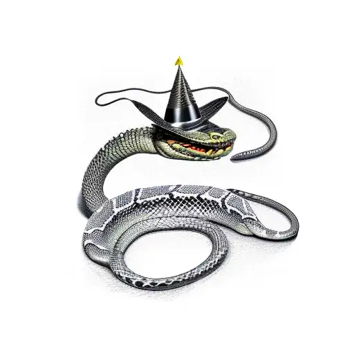 rattlesnake with wizard hat tattoo design idea