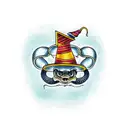 rattlesnake with wizard hat tattoo design idea
