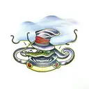 rattlesnake with wizard hat tattoo design idea