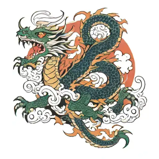 Dragon traditional japanese tattoo design idea