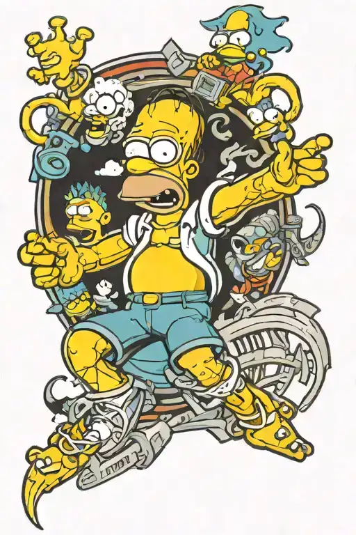 barth Simpsons arm sleeve tattoo tattoo design idea