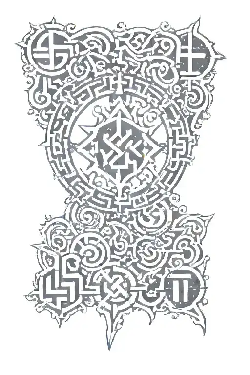Traditional Baltic pagan tattoo featuring traditional baltic swastikas and runes tattoo design idea