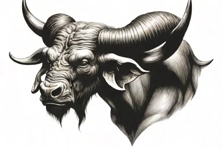 minotaur head looking tattoo design idea