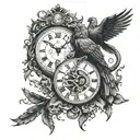 lion and clock and crow  tattoo design idea