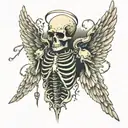 angel wings skeleton tattoo design idea