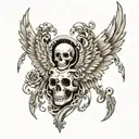 angel wings skeleton tattoo design idea