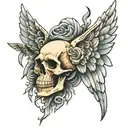 angel wings skeleton tattoo design idea