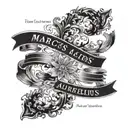 Marcus Aurelius quote on the bicep in Roman letter look alike but in English "the impediment to action advances action tattoo design idea