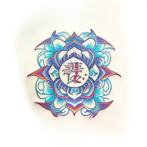 name "korra" with white lotus flower tattoo design idea