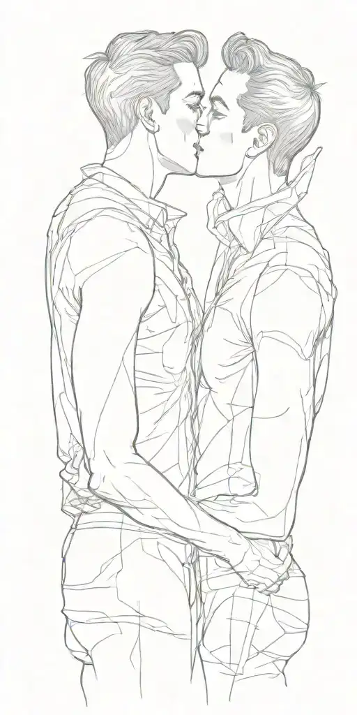 gay guys kissing tattoo design idea