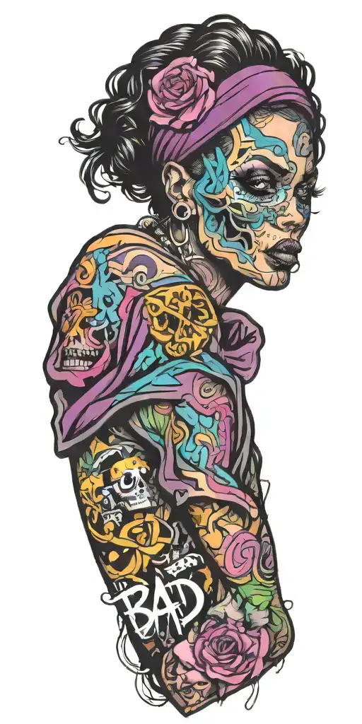 bad bitch throwing it back   tattoo design idea
