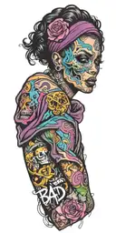bad bitch throwing it back   tattoo design idea