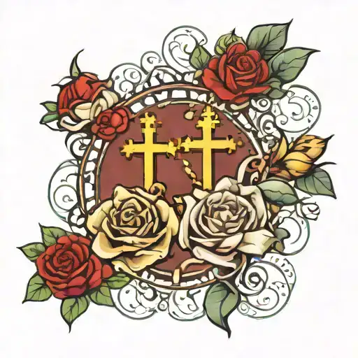 Catholic tattoo design with the names Jalal and Laila Innabi  tattoo design idea