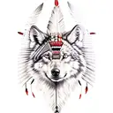 native american indian with wolf headress tattoo design idea