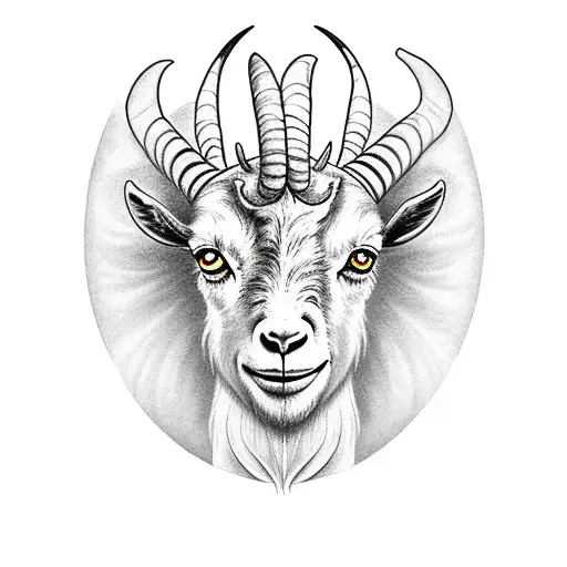 a goat with horns turning and coming out of its eyes. tattoo design idea
