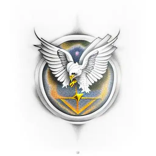 Eagle wing and golden ratio symbol tattoo design idea