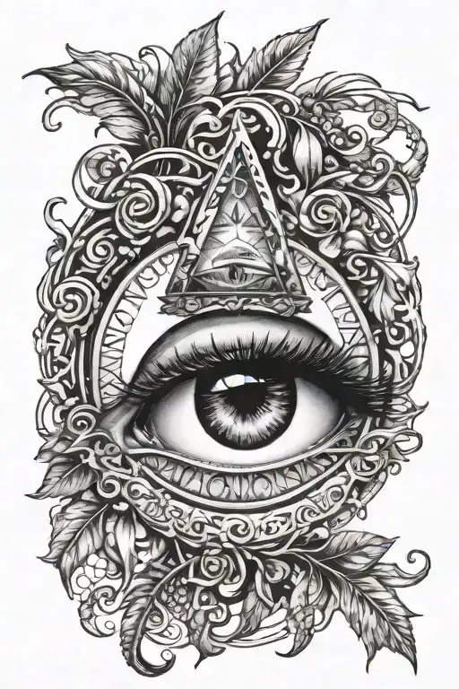 illuminati eye vines growing tattoo design idea