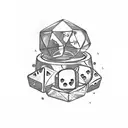  chest card, money and dice and cloud suitable for the leg tattoo design idea