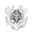  chest card, money and dice and cloud suitable for the leg tattoo design idea