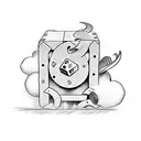 chest card, money and dice and cloud suitable for the leg tattoo design idea
