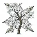 tree with spinal cord injury and dna tattoo design idea