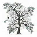 tree with spinal cord injury and dna tattoo design idea