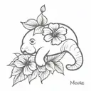 manatee holding a hibiscus flower tattoo design idea