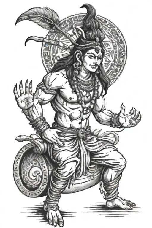 shiva tattoo design with trishual, drum  tattoo design idea