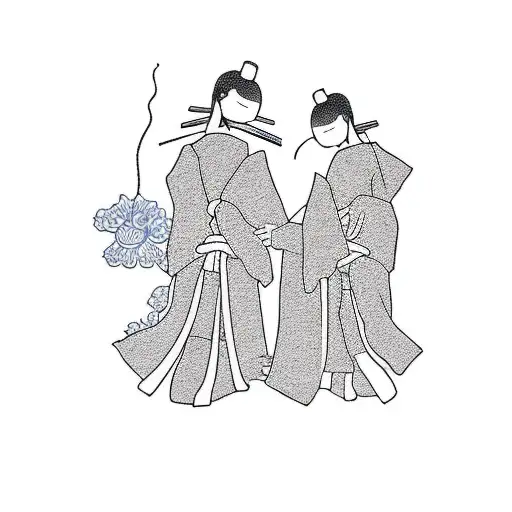 A minimalist silhouette of a mother and two sons holding hands tattoo design idea