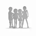 A minimalist silhouette of a mother and two sons holding hands tattoo design idea