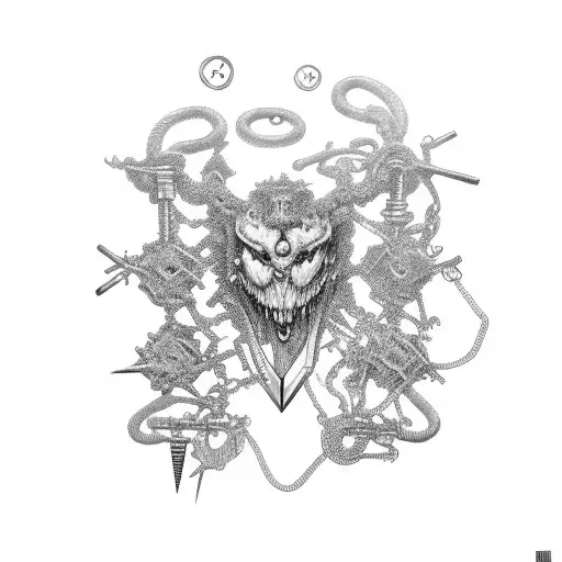 flail with broken chain tattoo design idea