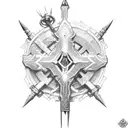mace weapon with broken chain tattoo design idea