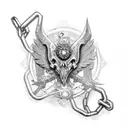 mace weapon with broken chain tattoo design idea