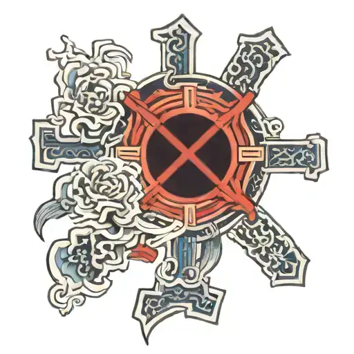 tomoe sybols and crosses japanese tattoo design idea
