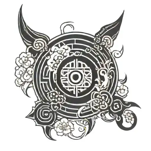 tomoe sharingan initial letter m e d tattoo design idea