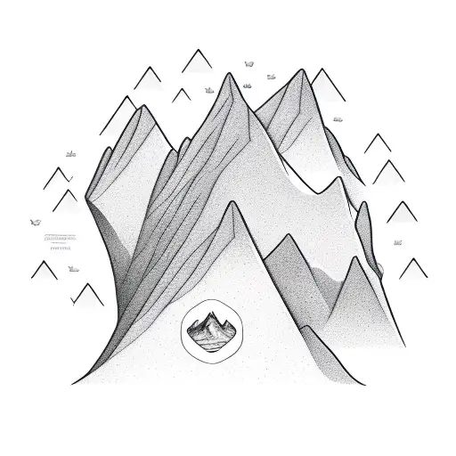 A mountain range shaped like a microphone, with Lomepal lyrics written in the background tattoo design idea