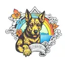 rainbow bridge and dog paw tattoo design idea