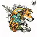 rainbow bridge and dog paw tattoo design idea