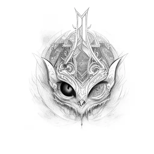 LoL Morgana Dawnbringer Forehead mark with eyes mark tattoo design idea