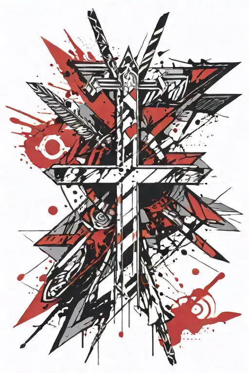 summit cross, two arrows crossed, "one time" write this tattoo design idea