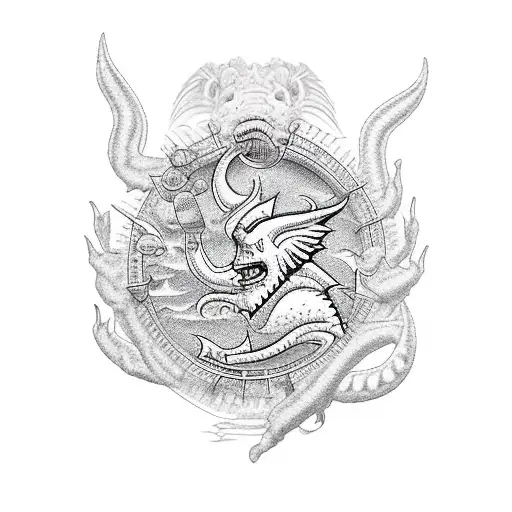 sleeve with Arkansas Razorback, Poseidon, USS Constitution, Chevy Bow tie, 68hz frequency, P-3C aircraft tattoo design idea