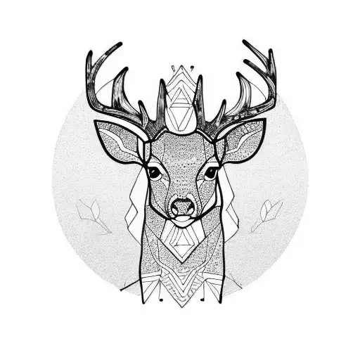 Geometric Deer Ephemeral Tattoo 10.5 6 Cm - Etsy Denmark