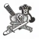 A tattoo design incorporating your children's names or initials in a sports-themed font, with a managerial twist tattoo design idea