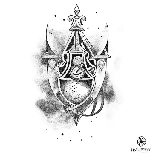 hourglass and money and time and Pegasus and the Knight tattoo design idea