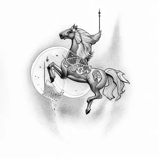 hourglass tattoo money and time and Pegasus and the Knight tattoo design idea