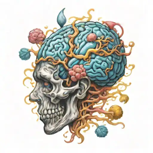 brain chaos tattoo design idea