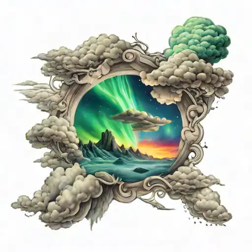clouds and Aurora Traveling towards tattoo design idea
