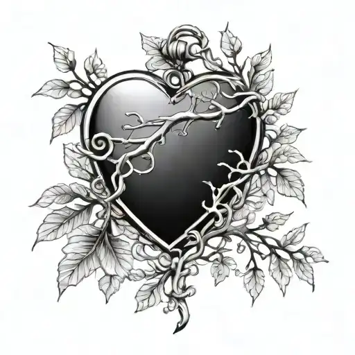 the branch and heart shaped locket tattoo design idea